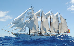 white sail ship, ship, sailing, sailing ship