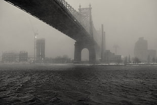 suspension bridge, bridge, mist, Queensboro Bridge, New York City
