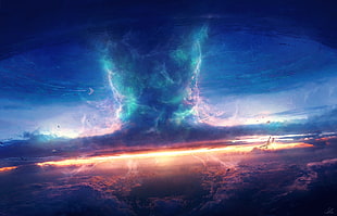 lightning wallpaper, lightning, sky, science fiction, digital art HD wallpaper