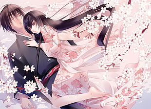 Boy,  Girl,  Hug,  Kimono HD wallpaper