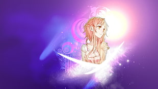 blonde-haired female in pink square-neckline top anime character digital wallpaper, Sword Art Online, Yuuki Asuna