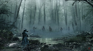 ninja and forest, samurai HD wallpaper