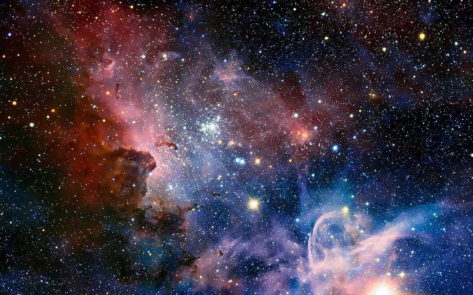 blue, white and red galaxy HD wallpaper