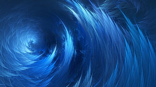 blue optical illusion of wind, spiral, waves, blue, abstract