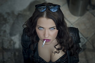 woman with cigarette, women, face, cigars, smoking