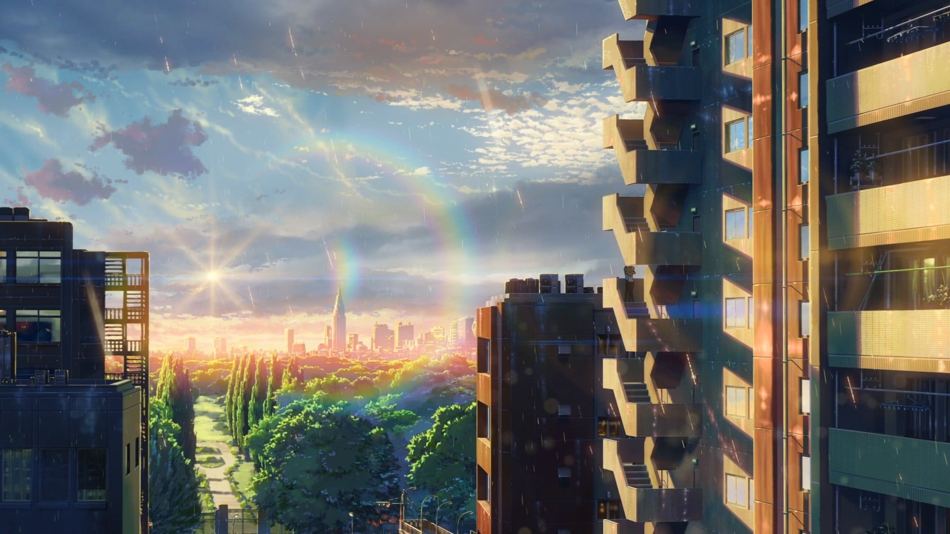 high rise building, The Garden of Words, Makoto Shinkai , anime, city