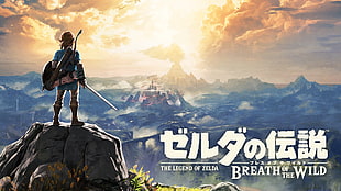 The Legend of Zelda Breath of the Wild poster, The Legend of Zelda: Breath of the Wild, rock, mountains, Gamer HD wallpaper