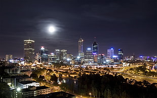buildings, city, cityscape, Perth, night