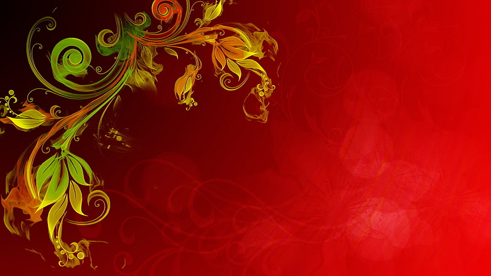 green and yellow floral wallpaper HD wallpaper