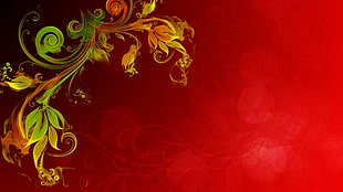green and yellow floral wallpaper