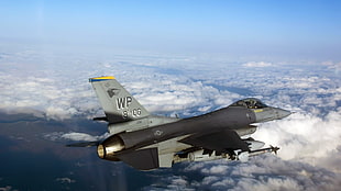 black and gray WP aircraft, military aircraft, airplane, sky, jets