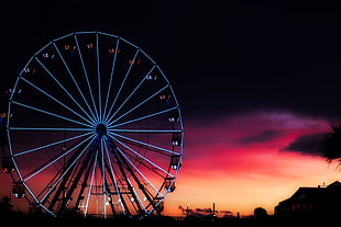 silhouette photography of white and black ferris wheel HD wallpaper