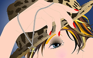 woman with necklace on her hand illustration