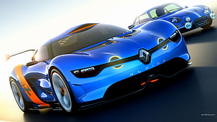 blue Renault Alpine coupe, car, Renault Alpine HD wallpaper