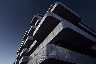 black and gray smart watch, architecture, sky, skyscraper, nets