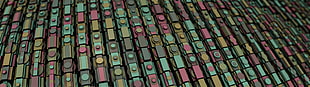 teal and red metal frame, pattern, abstract, procedural generation, 3D