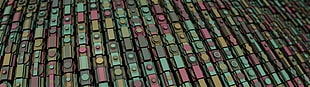 teal and red metal frame, pattern, abstract, procedural generation, 3D