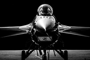 grayscale photo of aircraft, General Dynamics F-16 Fighting Falcon, airshows, military, airplane