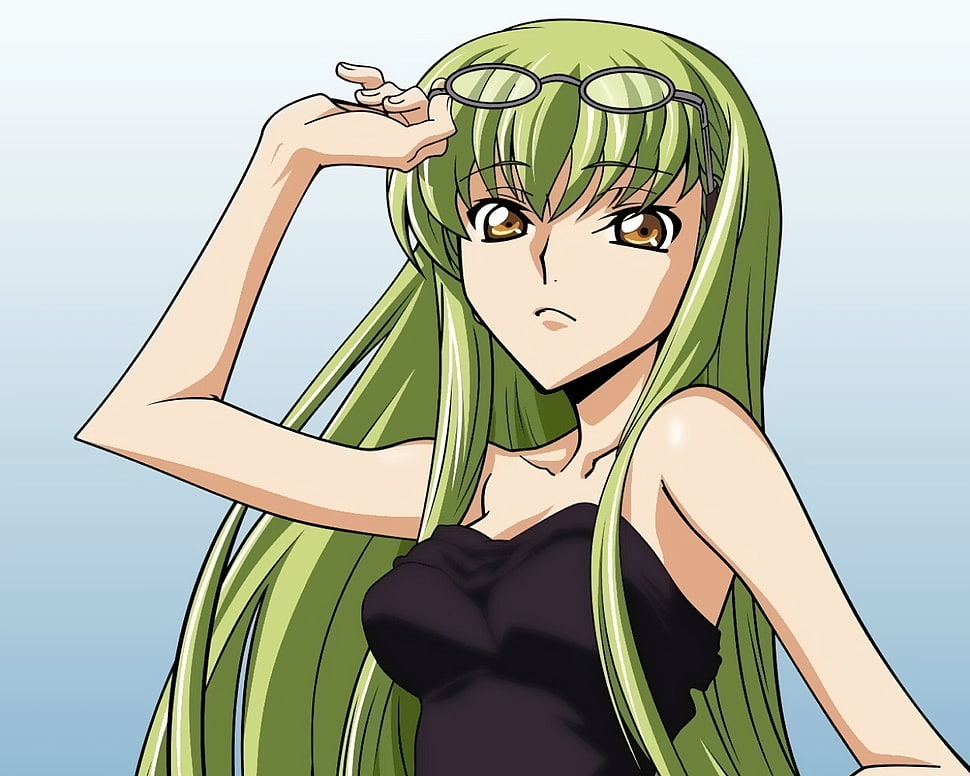 green haired female anime character HD wallpaper