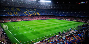 green soccer field, soccer, stadium, FC Barcelona, Camp Nou
