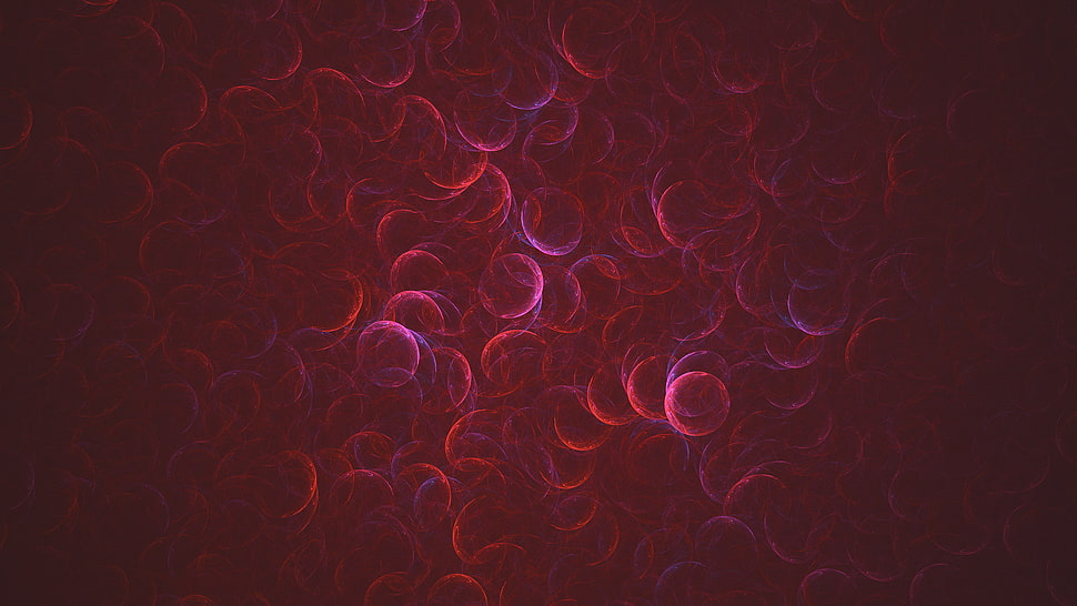 red and white floral textile, abstract, red, bubbles HD wallpaper