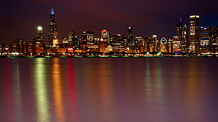 Victoria Harbour Skyline in Hong Kong at night, chicago HD wallpaper