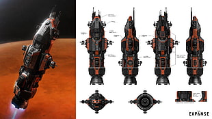 black and red Expanse toy collage, the expanse, science fiction