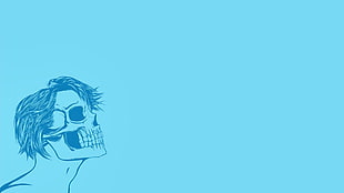 blue skull illustration, minimalism