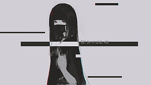 black-haired woman illustration, anime girls, digital art, red eyes, looking at viewer