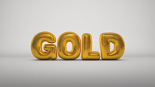 gold maylar balloon, gold, render, 3D, Cinema 4D HD wallpaper