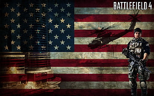 Battlefield 4 digital wallpaper, helicopters, American flag, USA, Battlefield 4