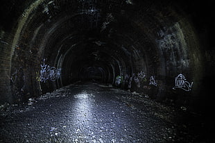 concrete tunnel, tunnel, dark, night