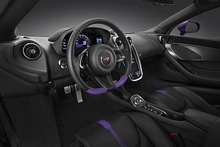 black and purple leather vehicle interior