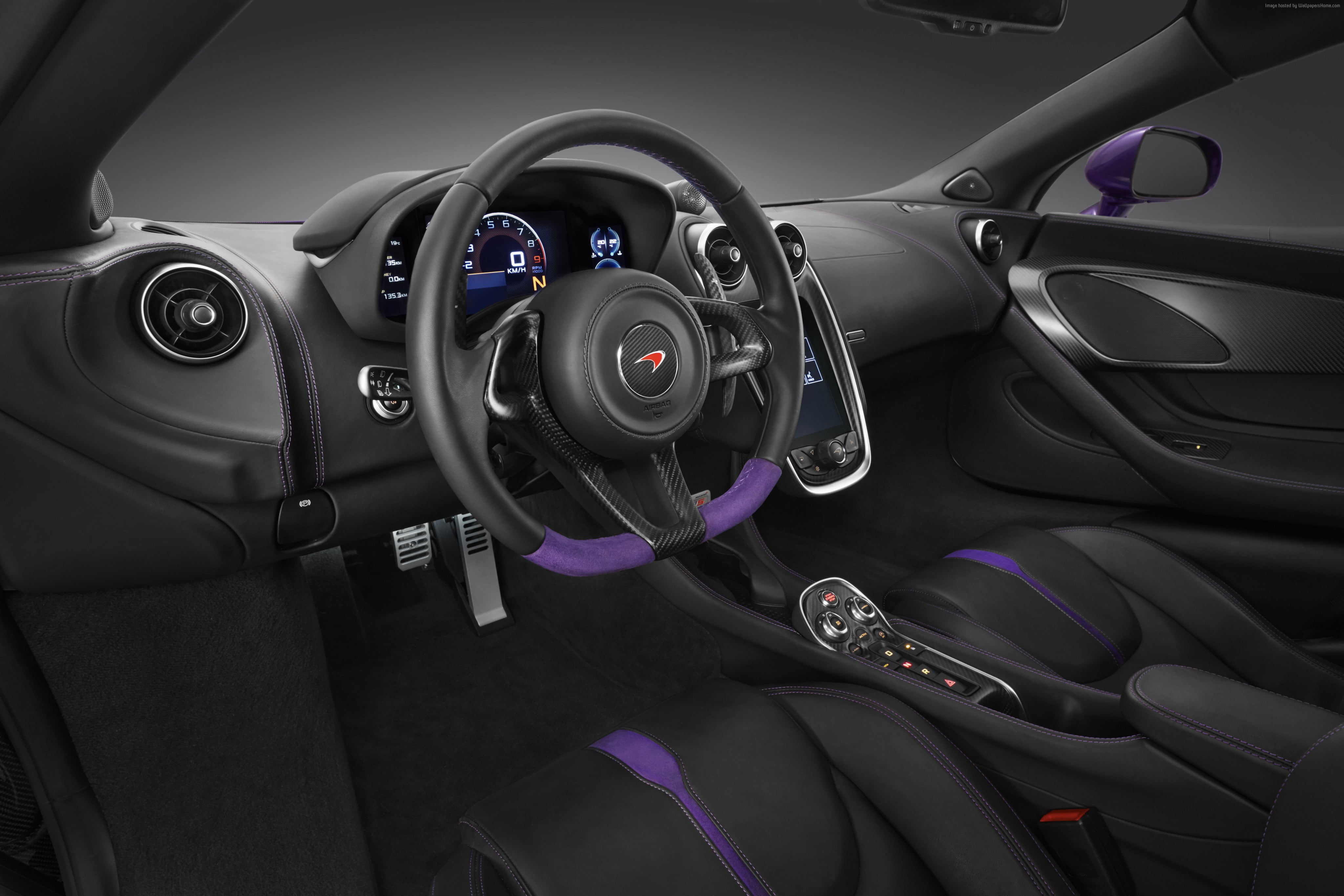Black And Purple Leather Vehicle Interior Hd Wallpaper