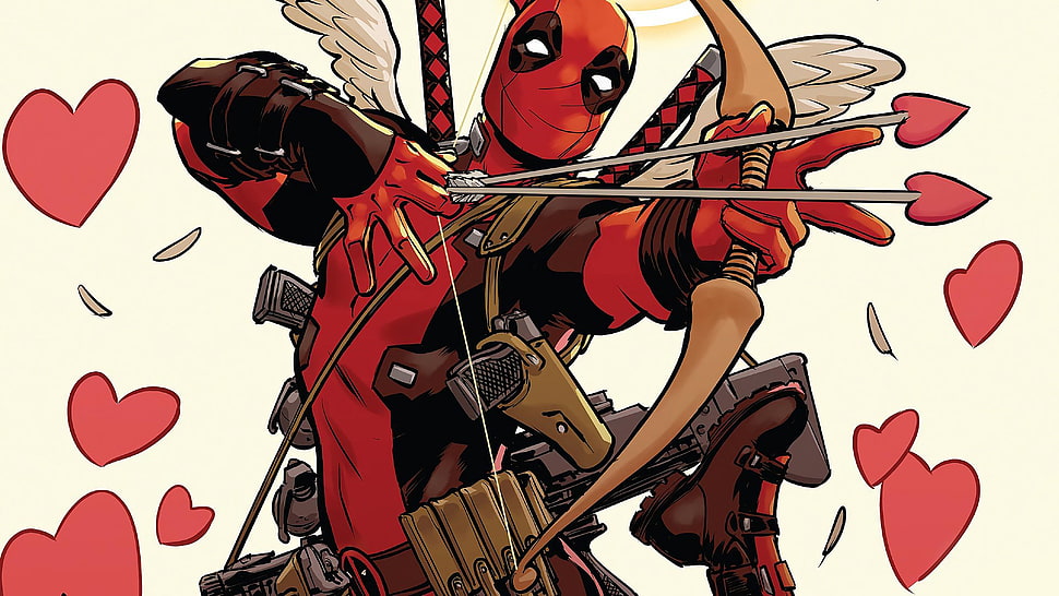 Dead Pool cupid chat sticker, Deadpool, Marvel Comics, illustration, comics HD wallpaper