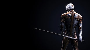 man holding bladed weapon wallpaper, Gray Fox (character), katana, Metal Gear Solid , artwork