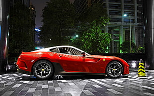 red sports car, Ferrari, Ferrari 599 GTO, Ferrari 599, car HD wallpaper