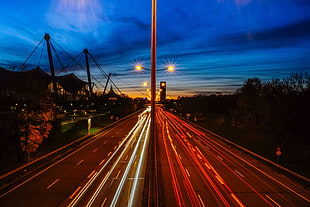 time lapse photo of road