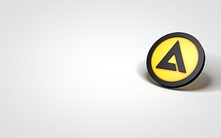 yellow and black logo, Aimp, music, logo, simple background