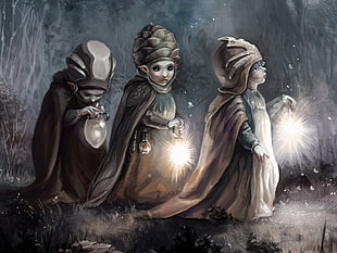 three Dwarfs illustration HD wallpaper