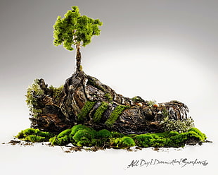 green tree figurine, digital art, Adidas, sneakers, nature HD wallpaper