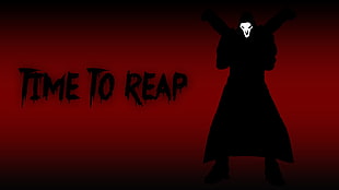 Time To Reap illustration, Reaper (Overwatch), silhouette, typography, mask