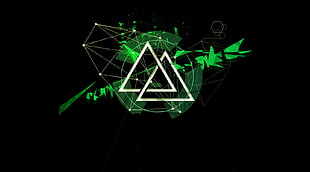 two white triangles digital wallpaper, green, triangle, peak