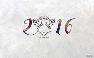 2016 text, New Year, monkey, holiday
