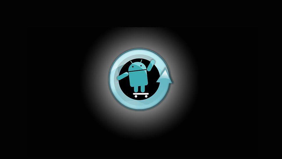 green and black Android in circle graphic art HD wallpaper