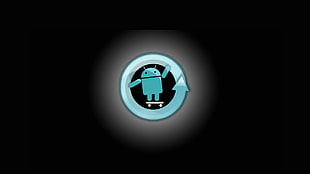 green and black Android in circle graphic art