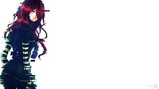 red-haired female character, original characters, glitch art HD wallpaper
