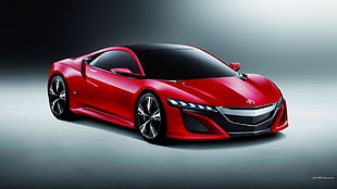 red sports car, acura, Acura NSX, car, red cars