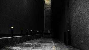 gray concrete wall, selective coloring, dark, abandoned