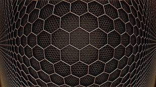 black and white area rug, abstract, hexagon, 3d design HD wallpaper